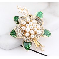 SB384 - Green Flower Saree Brooch